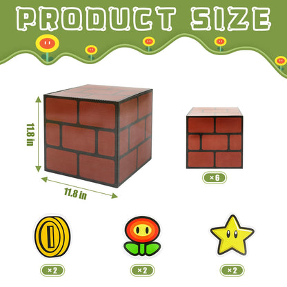 Seozio 6PCS Big Party Boxes, Brick Boxes and 6 Set Centerpieces for Birthday Party Decorations, Game Party, Christmas Halloween Classroom Supplies Favors. (11.8 x 11.8 Inch)