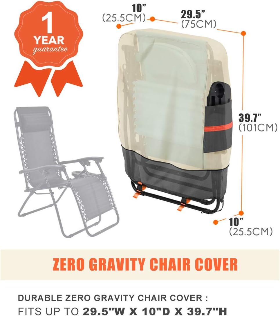 (1PC) SOKINGCOVER Zero Gravity Chair Covers - Outdoor Folding Chair Cover, Waterproof Folding Recliner Chair Cover