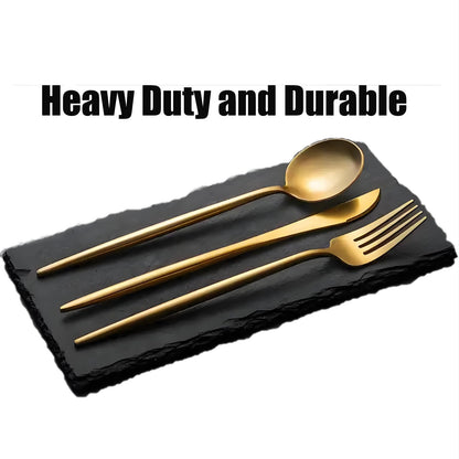 80-Piece Food Grade Gold Silverware Set, Luxury Flatware Set for 16 - Premium Stainless Steel Cutlery Set with Spoons Forks Knives, Shiny Gold Polished Kitchen Utensils for Home Restaurant Hotel