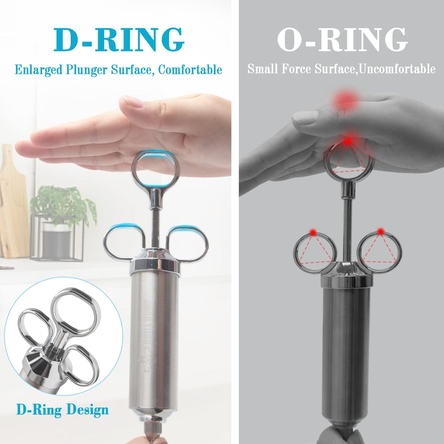 Grill Bump Meat Injector Syringe Kit for Smoker with 3 Flavor Food Injector Syringe Meat Needles, Injection Marinades Brine for Meat, Turkey; 2-oz, Including Paper and E-Book (PDF) User Manual