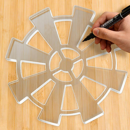 INFUNLY 3 Pcs Windmill Acrylic Router Template Set 5mm Thick Clear Router Inlay Template 3 Size Decorative Gear Pattern Curvy Tracing Guide Stencils for Woodworking Kitchen DIY Crafts