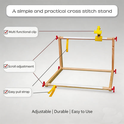 Wooden Cross Stitch Frame & Embroidery Stand with Adjustable Multi-Function Clip, Lap or Table Holder for Needlepoint, Quilting, Craft Supplies