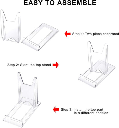 Zonon Acrylic Plate Stands, 20 Pieces, Clear Mini Easels for Displaying Pictures or Plates, Home Office Decoration