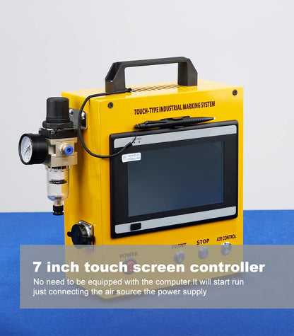 US Stock Digital Control Pneumatic Dot Peen Marking Machine Metal Engraving Machine Pneumatic Marking Machine 80×40mm Field for Letters, Serial Numbers, VIN Code, Chassis Number, Date, Graphics,etc.