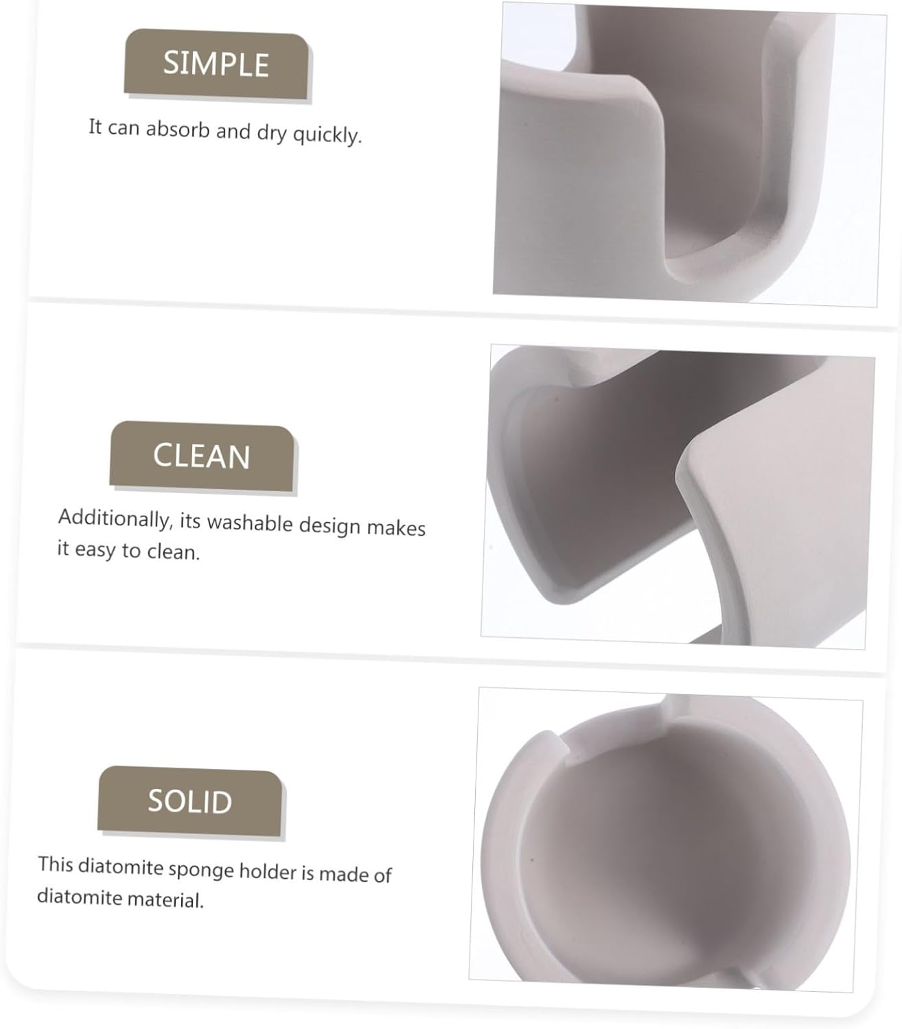 Alipis Sponge Holder, Diatomite Dish Drying Rack Organizer for Kitchen Sink, Farmhouse Sink Caddie