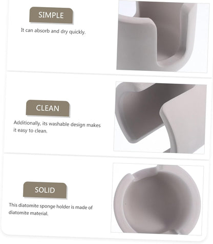 Alipis Sponge Holder, Diatomite Dish Drying Rack Organizer for Kitchen Sink, Farmhouse Sink Caddie