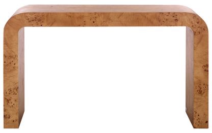 SAFAVIEH Couture Collection - Tessly Walnut Burl Veneer Console Table, Curved Waterfall Design, Fully Assembled (SFV5550A)