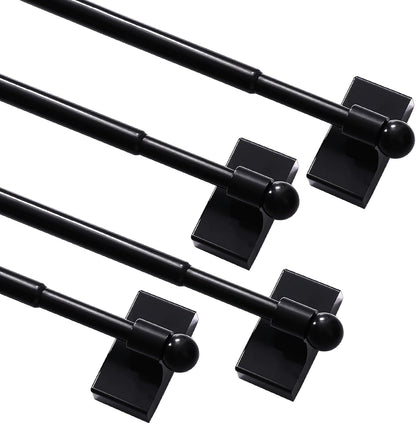 Turquoize 4 Pack Magnetic Curtain Rods for Metal Doors - Adjustable Magnetic Cafe Curtain Rod, Black