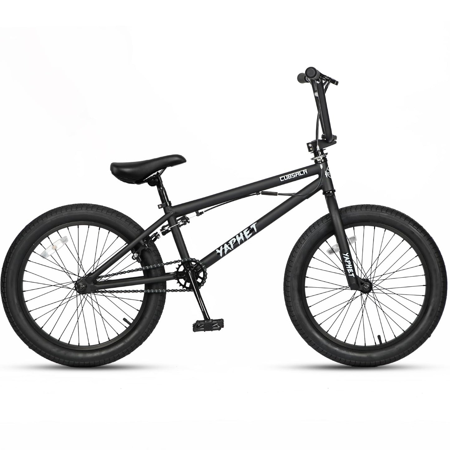 cubsala Freestyle BMX Bike, 20 Inch Yaphet Bicycle for Teen Youth Beginner Adult Riders, Bike with 360° Rotating Handlebar and 4 pegs, Color Black