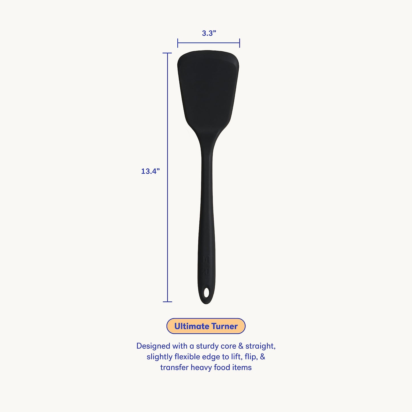GIR: Get It Right Silicone Kitchen Spatula Turner - Non toxic cooking utensils for Nonstick Cookware, Cooking and Baking, Ultimate - 13IN - Black