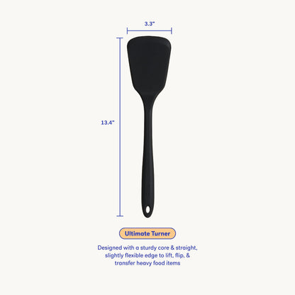 GIR: Get It Right Silicone Kitchen Spatula Turner - Non toxic cooking utensils for Nonstick Cookware, Cooking and Baking, Ultimate - 13IN - Black