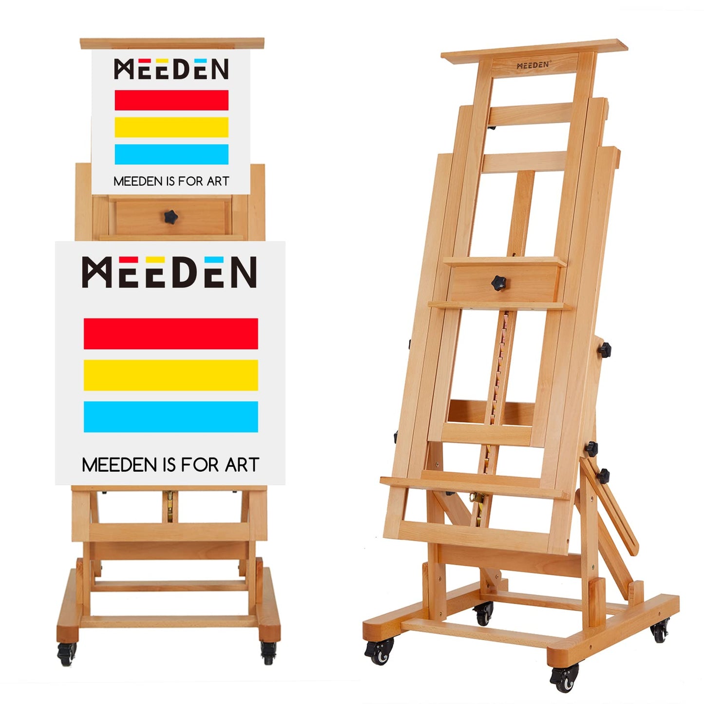 MEEDEN Movable Large H-Frame Painting Easel - Artist Studio Easel - Heavy Duty Art Easel Stand for Adults, Solid Beech Wood Easels, Holds Canvas Art Up to 78.7" High
