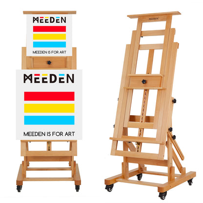 MEEDEN Movable Large H-Frame Painting Easel - Artist Studio Easel - Heavy Duty Art Easel Stand for Adults, Solid Beech Wood Easels, Holds Canvas Art Up to 78.7" High