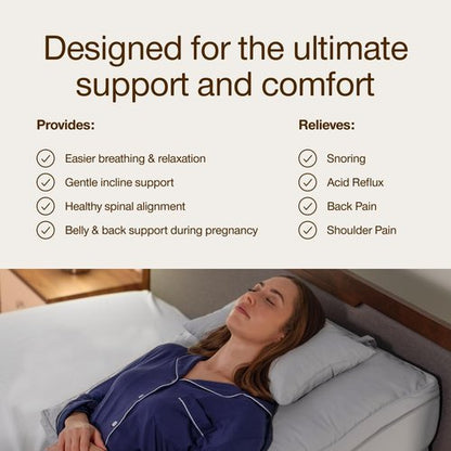 Coop Home Goods Adjustable Wedge Pillow, Ergonomic Memory Foam Pillow for Elevated Leg & Back Support, Pregnancy, Acid Reflux, Sleep Comfort & Recovery, CertiPUR-US & GreenGuard Gold Certified