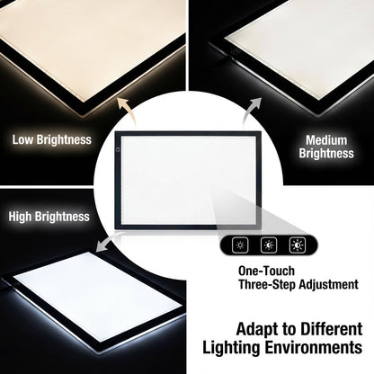 Premium A3 LED Tracing Light Pad for Diamond Art Painting - 3-Level Adjustable Brightness, No Mesh No Dot Technology, Ultra-Thin USB Powered Light Box for Sketching, Weeding Vinyl, Drawing, Design