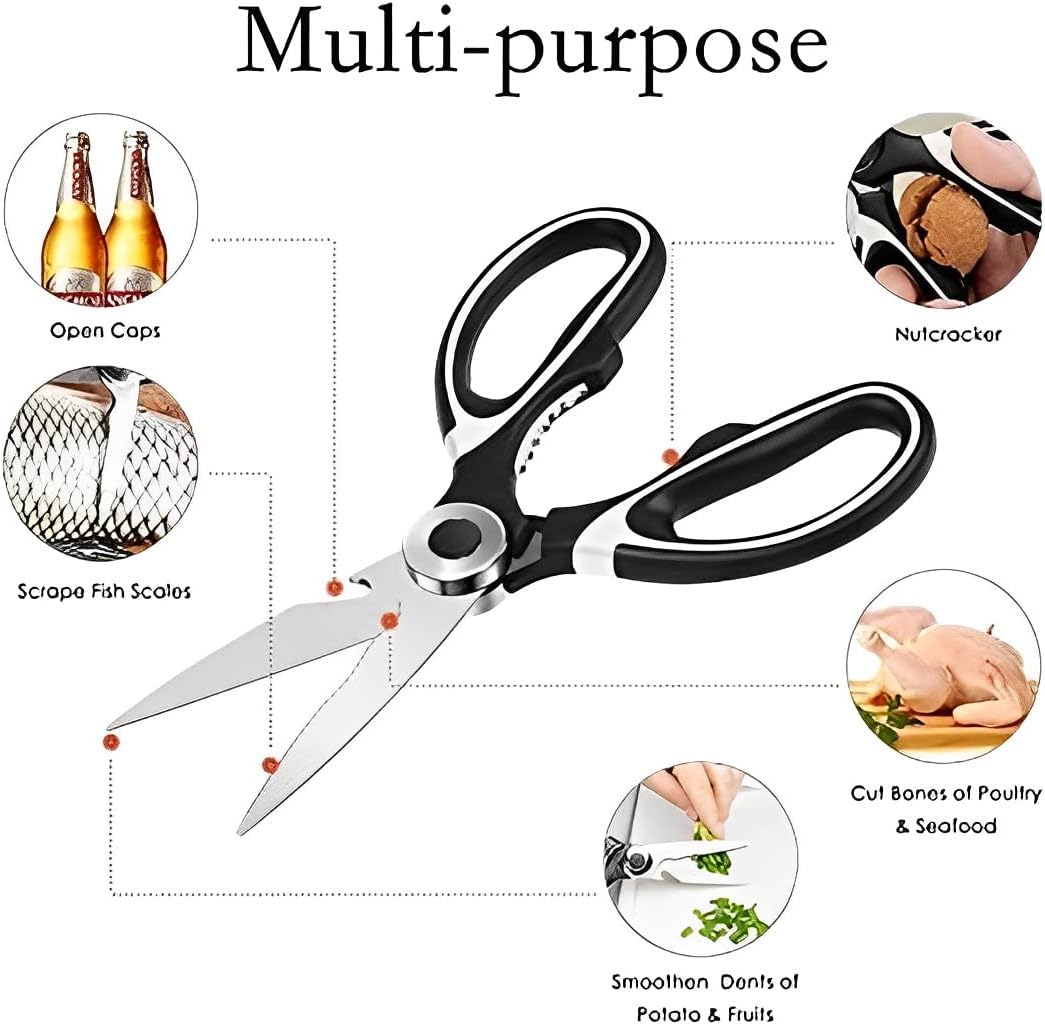 Multipurpose Kitchen Scissors, Left and Right Handed Kitchen Shears, Stainless Steel Blades, Kitchen Gadgets