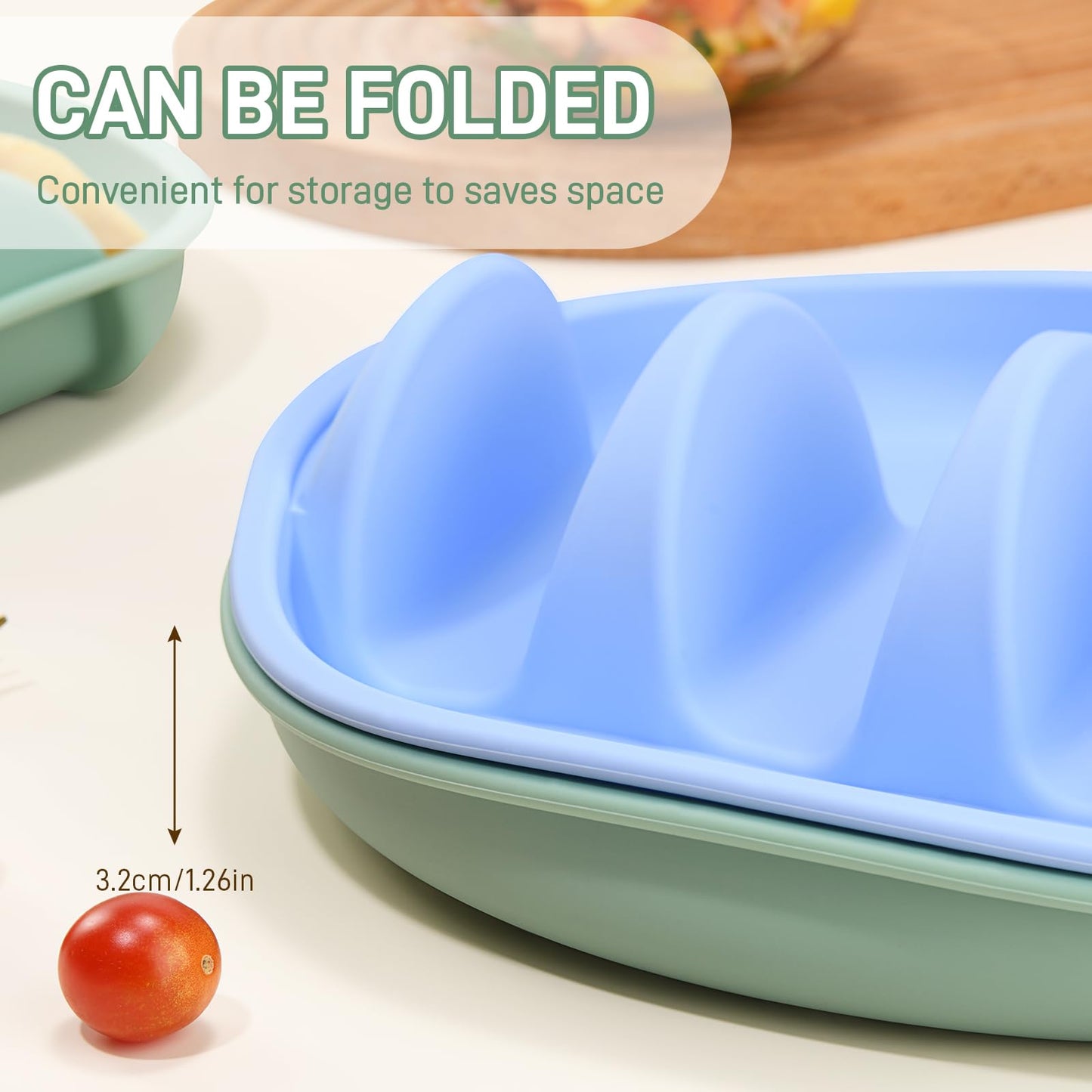 Silicone Taco Plates Holder Set of 2, Reusable Taco Holder Plates with Dividers, Taco Holders for Soft and Hard Tacos, Non-Slip Taco Holder Stands Taco Serving Tray, Dishwasher & Microwave Safe