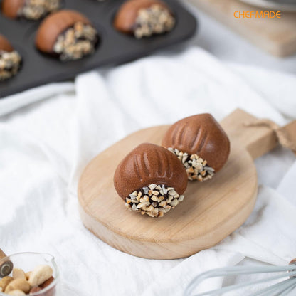 CHEFMADE Nonstick Muffin Cake Pan, 12 Cavity Chestnut-Shaped Bakeware