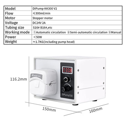 Kamoer DIPump-KK300 4 rotors 0-300ml/min high flow peristaltic pump 24V stepper motor intelligent variable speed high flow lab liquid dosing pump