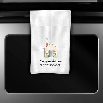 ZJXHPO New Home Kitchen Tea Towel, Congratulations On Your New Home Dish Towel, Housewarming Gift
