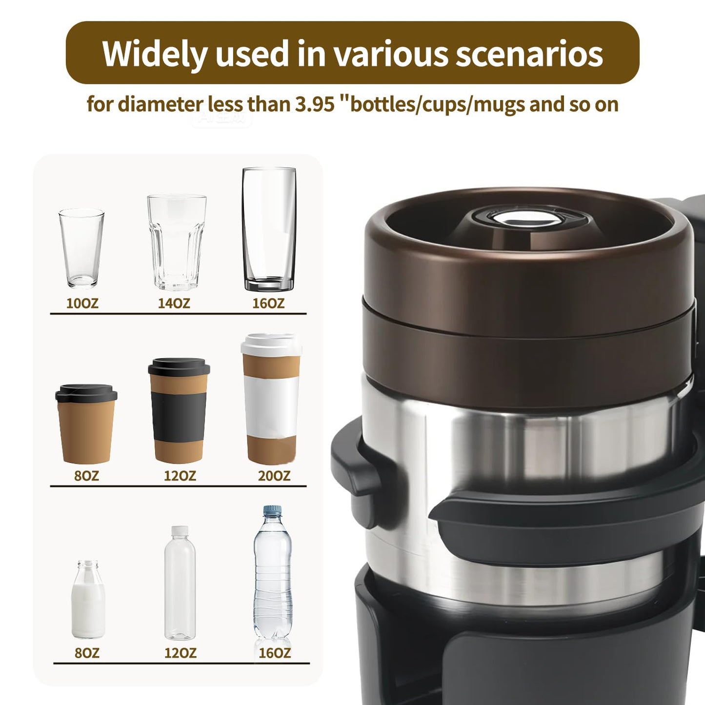 DecBeLiv 360° Rotating Cup Holder Under Desk Anti Spill Space Saving for Home Office Camping for Mugs, Glass, Heavy Drink
