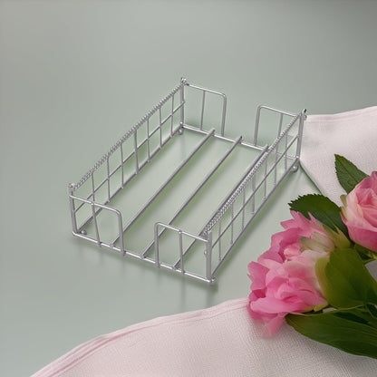 Elegant Silver Guest Towel Caddy - Space-Saving Premium Metal Design - 8.25"H x 5"W x 2.25"D (1 Pc.) - Perfect for