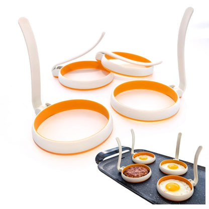 Silicone Egg Rings Set, 4-Pack Round Nonstick Mold for Fried Eggs, Pancakes, Breakfast Sandwich