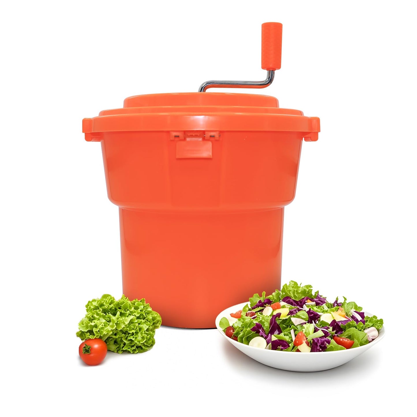 CMI 2.5 Gal/10 Qt Large Commercial Salad Spinner Jumbo Manual Lettuce Dryer-Dries up to 4 Heads of Lettuce, Orange (SP-9.5)