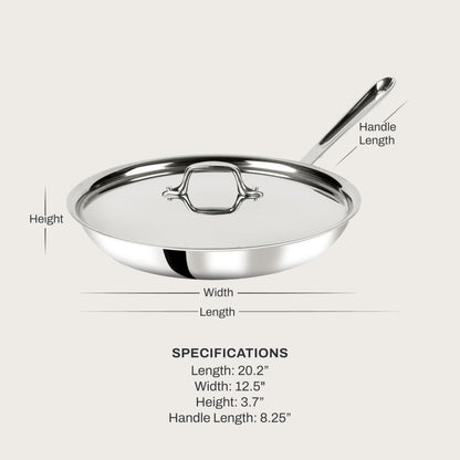 All-Clad D3® Stainless Steel 12 inch Frying Pan With Lid- Made in the USA- The Original Bonded Professional Cookware- Oven Safe & Induction Compatible