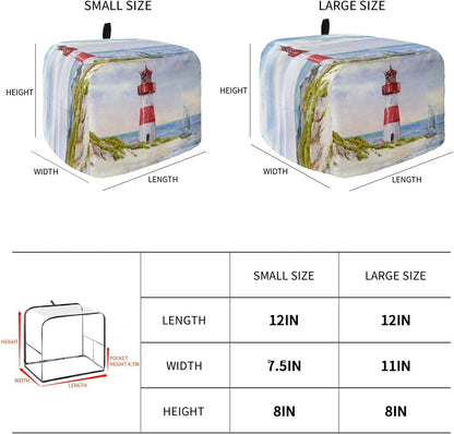 Coastal Lighthouse Toaster Cover, 4 Slice Large Kitchen Appliance, Watercolor Blue Sky Nautical Dust Cover with Loop