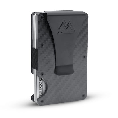 Mountain Voyage Co Minimalist Wallet for Men & Women - Slim RFID Wallet, Scratch Resistant, Credit Card Holder & Money Clip, Easily Removable Money & Cards, (Matte Carbon Fiber)