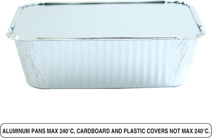 PARTY BARGAINS 5 Lb. Aluminum Foil Pans with Lids - 25 Count Set, 9 x 7 Inches Oblong Pan Food Container for Hot and
