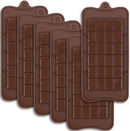 Newk Chocolate Silicone Molds, Break-Apart Candy & Energy Bar Molds, Pack of 6 for Baking