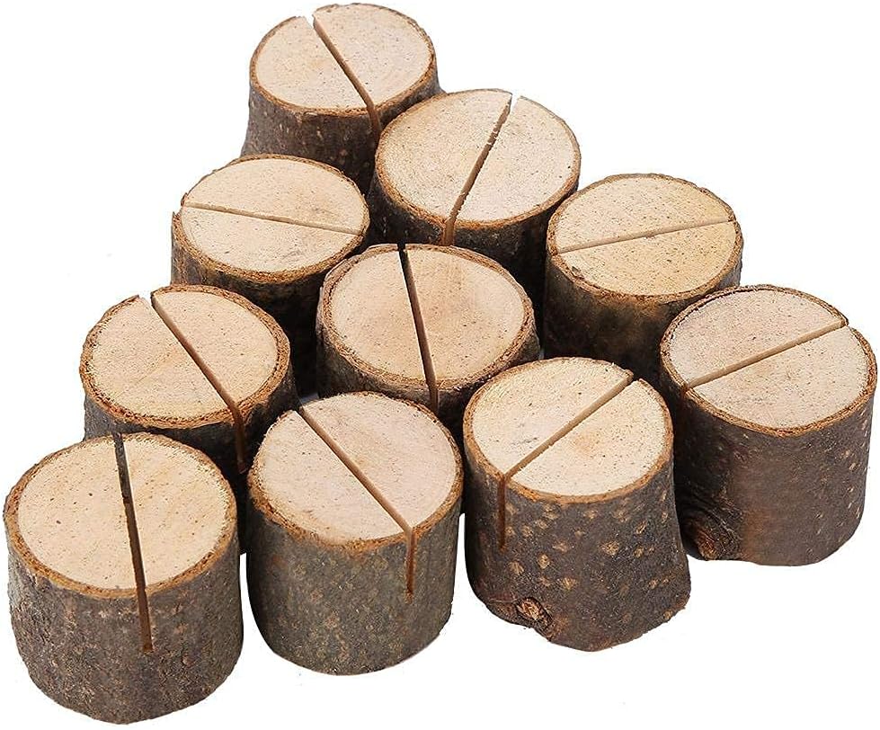 Wedding Table Card Holder, 10Pcs Stump Shape Place Card Holder Stand for Party