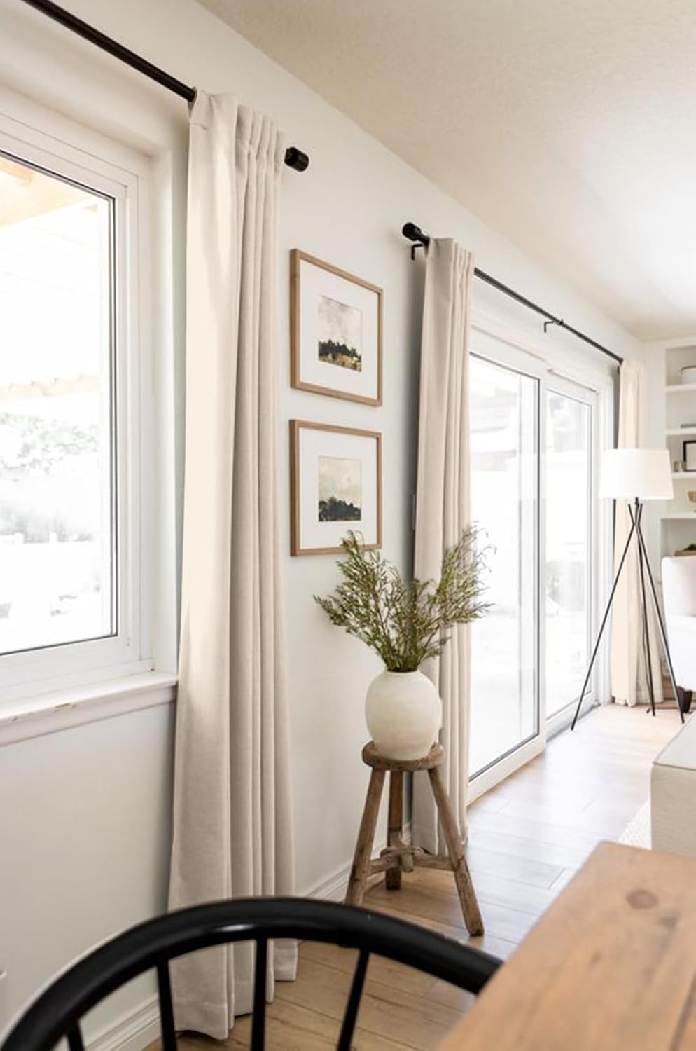 Skiennix 100% Blackout Linen Curtains - Thermal Insulated Drapes for Bedroom | 50" W x 72" L, Beach Sand - 2 Panels Set