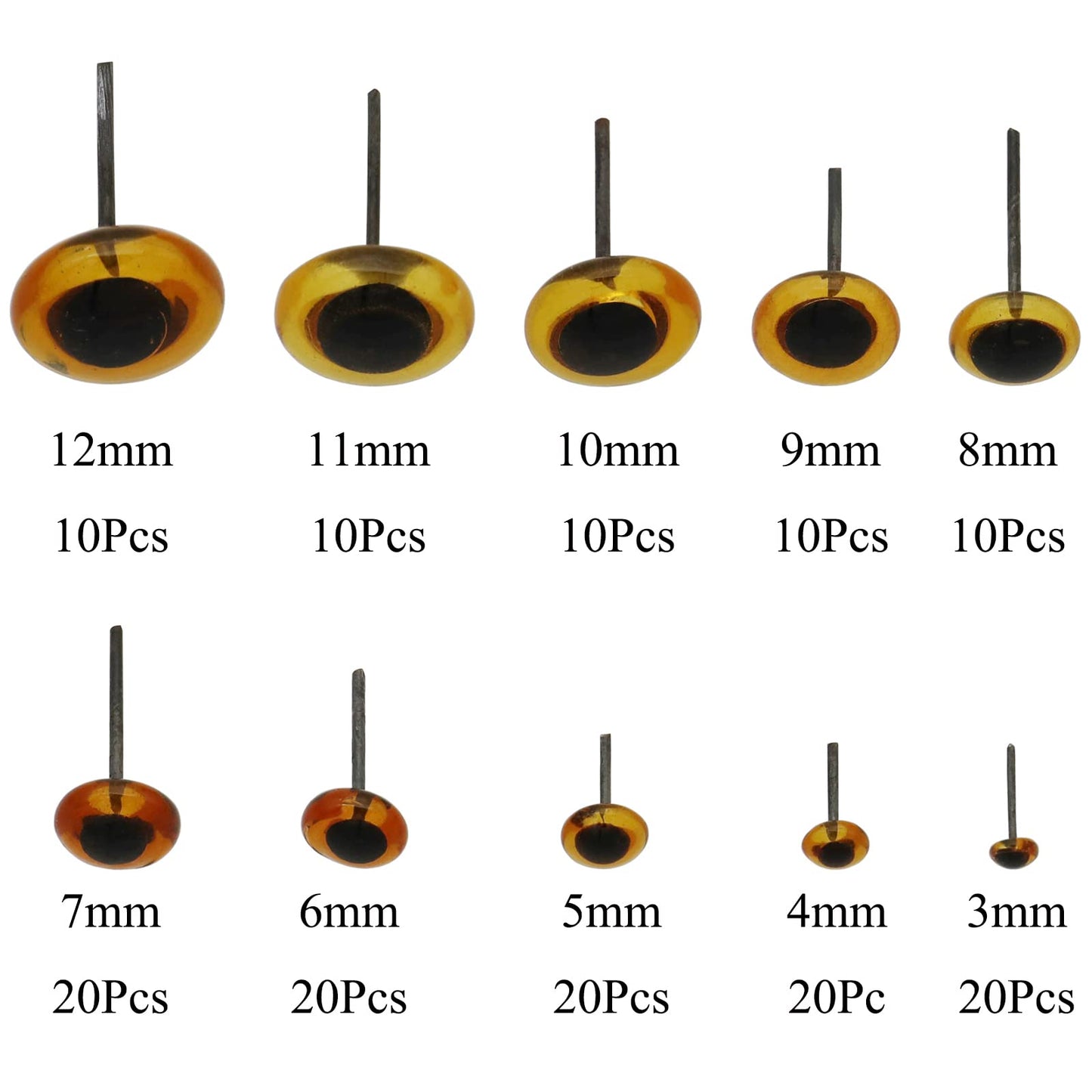 150Pcs Needle Felting Eyes mini Glass Amber Eyes Kits for Teddy Puppets Dolls Wool Felting Crafts