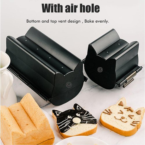 JTLB Loaf Pan with Lid, Bread Loaf Pan, Non Stick Bread Cute Cat Shaped Bread Baking Tool for DIY Cakes Biscuits (large)