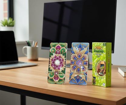 NIHO-JIUMA Diamond Art Phone Holder Kits Flower, DIY Diamond Painting Acrylic Phone Stand & Mirror, Craft Gift for Adults/Teen