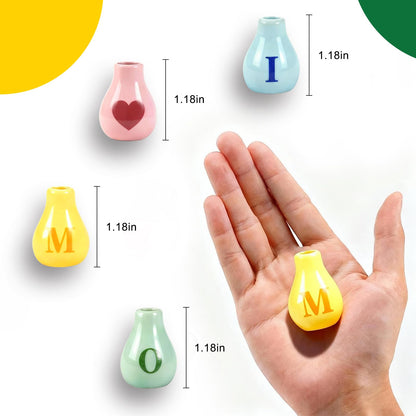 Renmxj 5 Pcs Cute Mini Ceramic Vase Fridge Magnets with Artificial Flowers