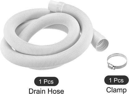 PATIKIL Universal Washing Machine Drain Hose Extension Kit 4.92ft White with Clamp and U-Bend Hose Holder