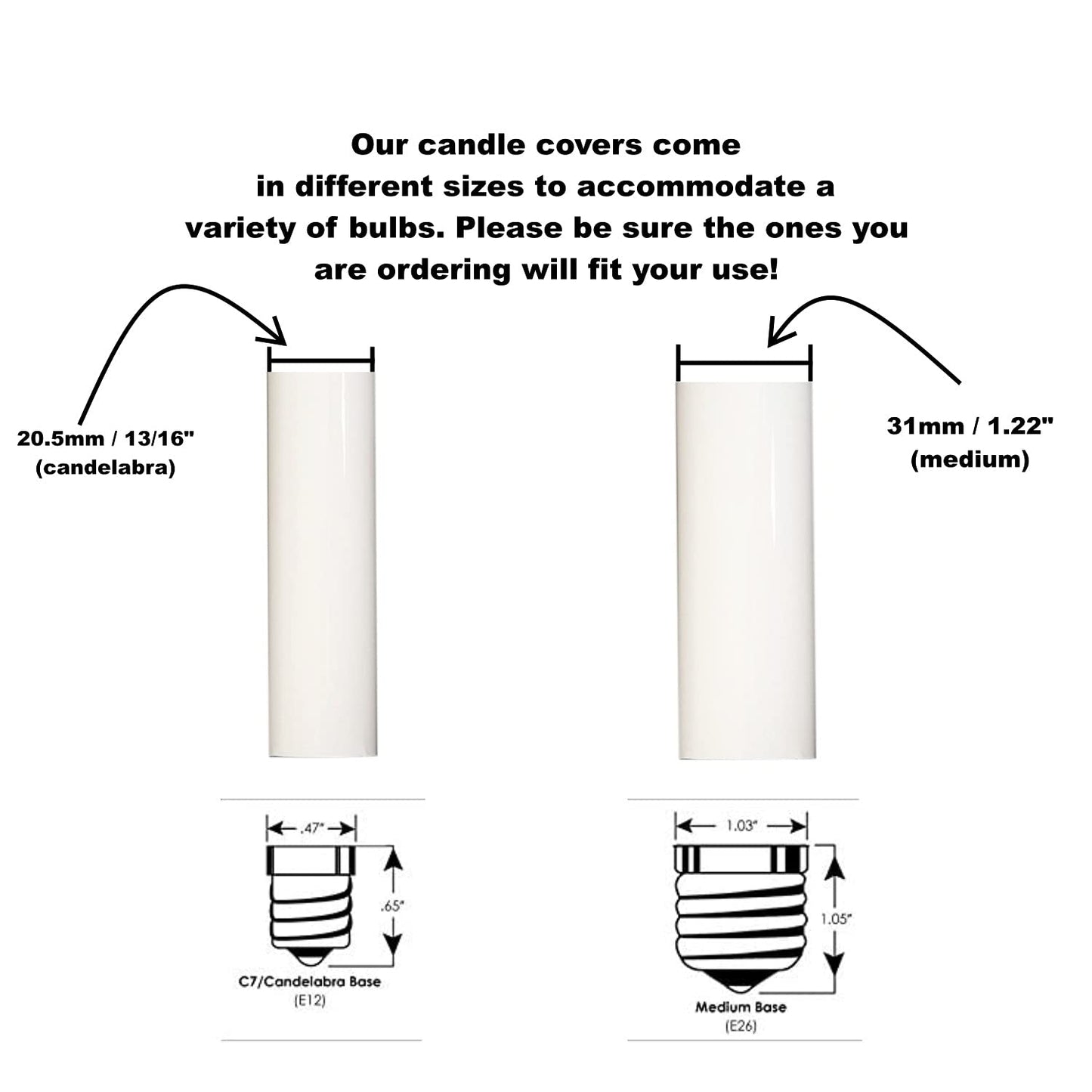 Creative Hobbies Chandelier Lighting Fixture Socket Kit - Adjustable Height Candelabra E12 Sockets with Cardboard Insulators and 4-Inch Antique Paper Drip Candle Cover Sleeves | 6 Pack