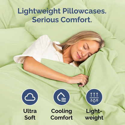 Skiennix Body Pillowcases Set of 4 | Soft & Breathable 20x54 Long Pillow Covers - Fade-Free, Machine Washable - Light Sage Green