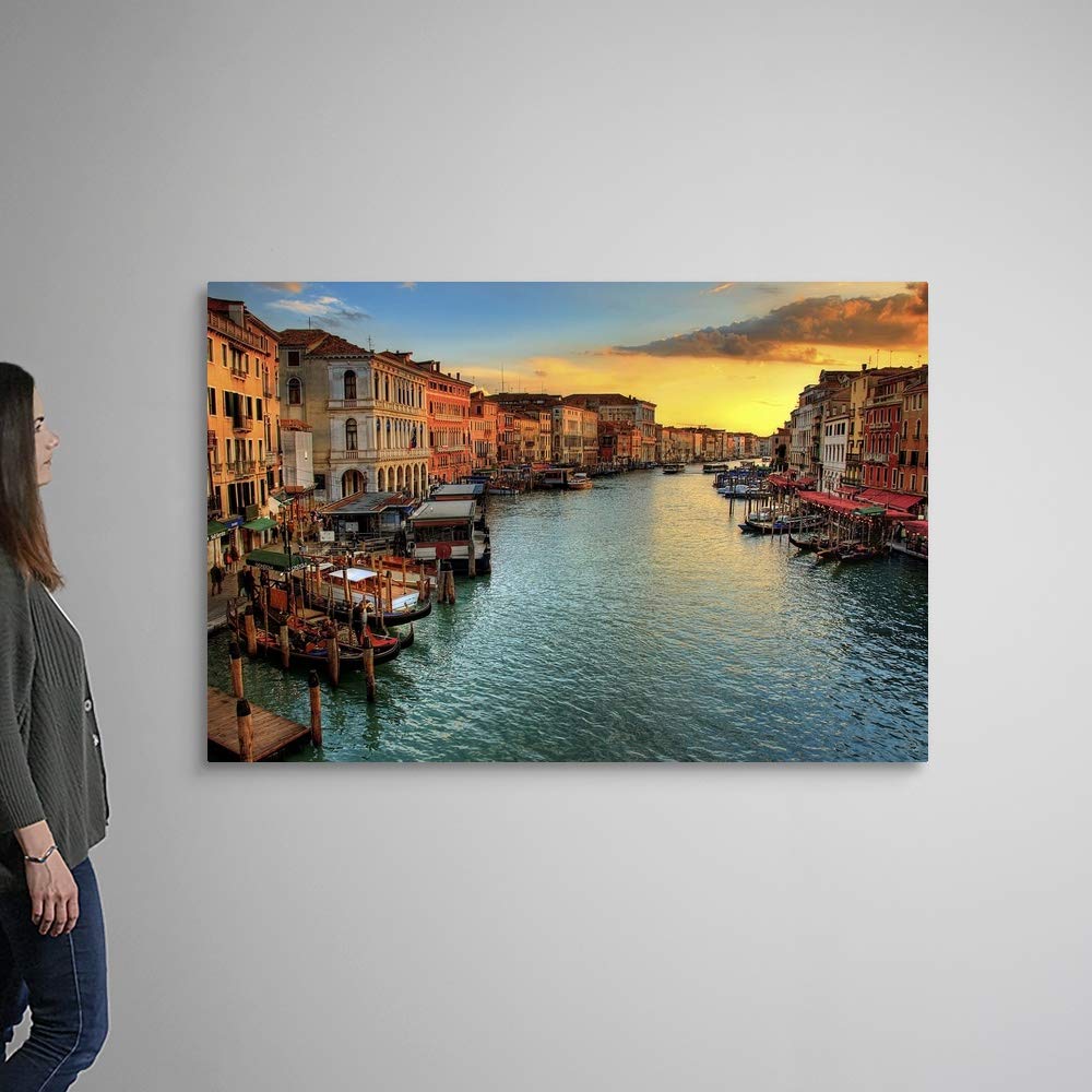 CANVAS ON DEMAND Venice Sunset Canvas Wall Art Print, Home Decor, Artwork, 60"x40" Nature Artwork, 60"x40"