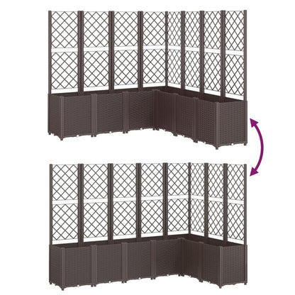 Yanyetangrui Garden Planter with Trellis Brown Polypropylene Large Outdoor Flower Pots 63"x63"x55.1" Modular Rattan Look Box for Patio Porch Garden Plants
