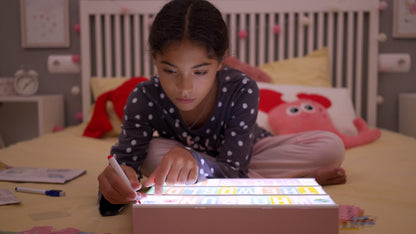 BONNYCO Pink Cinema Light Box with 400 Letters, Emojis, 2 Markers. Led Light Box Home Office and Room Decor, Cinema Led Sign Letters Board. Gifts for Women Girls Christmas Birthdays, Pink Decor