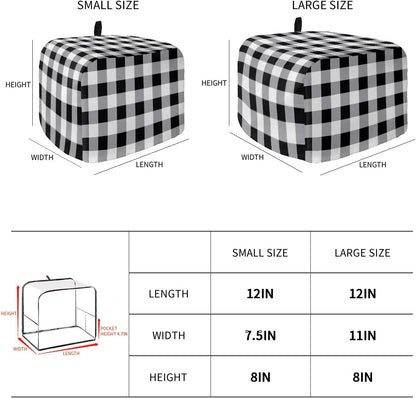 Vintage Farmhouse Toaster Cover 2 Slice, Black and White Checkered Design with Loop for Dust Protection