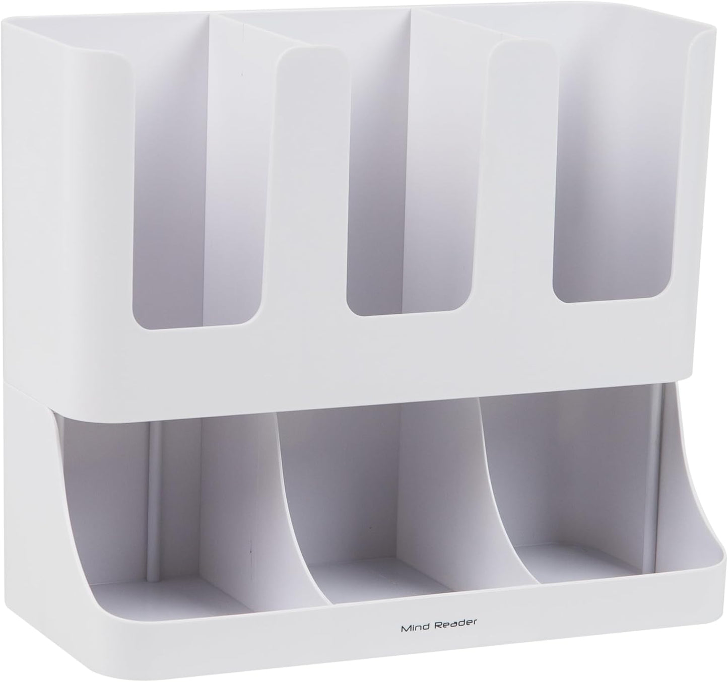 Mind Reader Cup and Condiment Station, 6-Compartment Countertop Organizer for Coffee Bar (White)