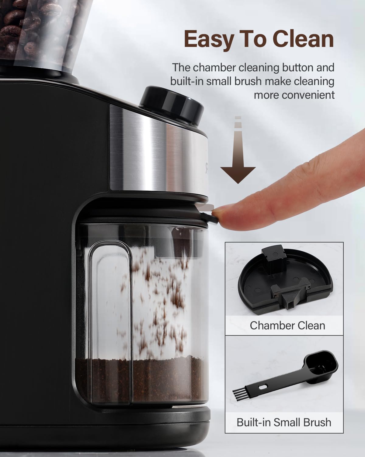 SHARDOR Burr Coffee Grinder Electric with 32 Grinding Sizes 3.0,Coffee Bean Grinder with 40 Seconds Adjustable Electronic Timer, Coffee Grinders for Home Use with Chamber Cleaning Button,Black