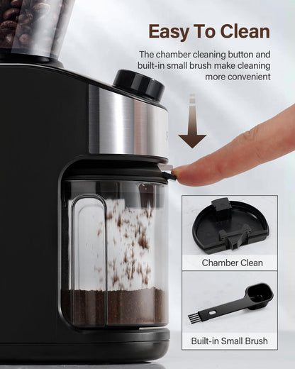 SHARDOR Burr Coffee Grinder Electric with 32 Grinding Sizes 3.0,Coffee Bean Grinder with 40 Seconds Adjustable Electronic Timer, Coffee Grinders for Home Use with Chamber Cleaning Button,Black