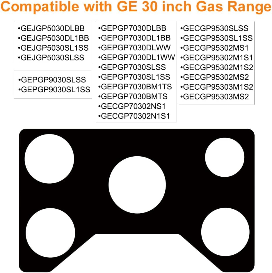 Compatible with GE 30 Inch Gas Range Protectors, Non-Stick Stove Protector, Washable Liner for JGP5030